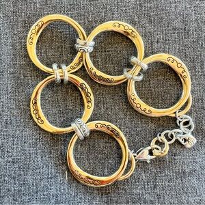 BRIGHTON COVET Silver/Gold Crystal Large Open Round Links Bracelet